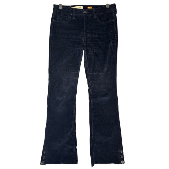 Pilcro Sz 28 Stet Button Hem Flare Corduroy Pant Navy Blue Anthro 30x30.5 Actual - Picture 1 of 13
